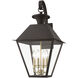 Wentworth 4 Light 28 inch Bronze with Antique Brass Finish Cluster Outdoor Extra Wall Lantern, Extra Large