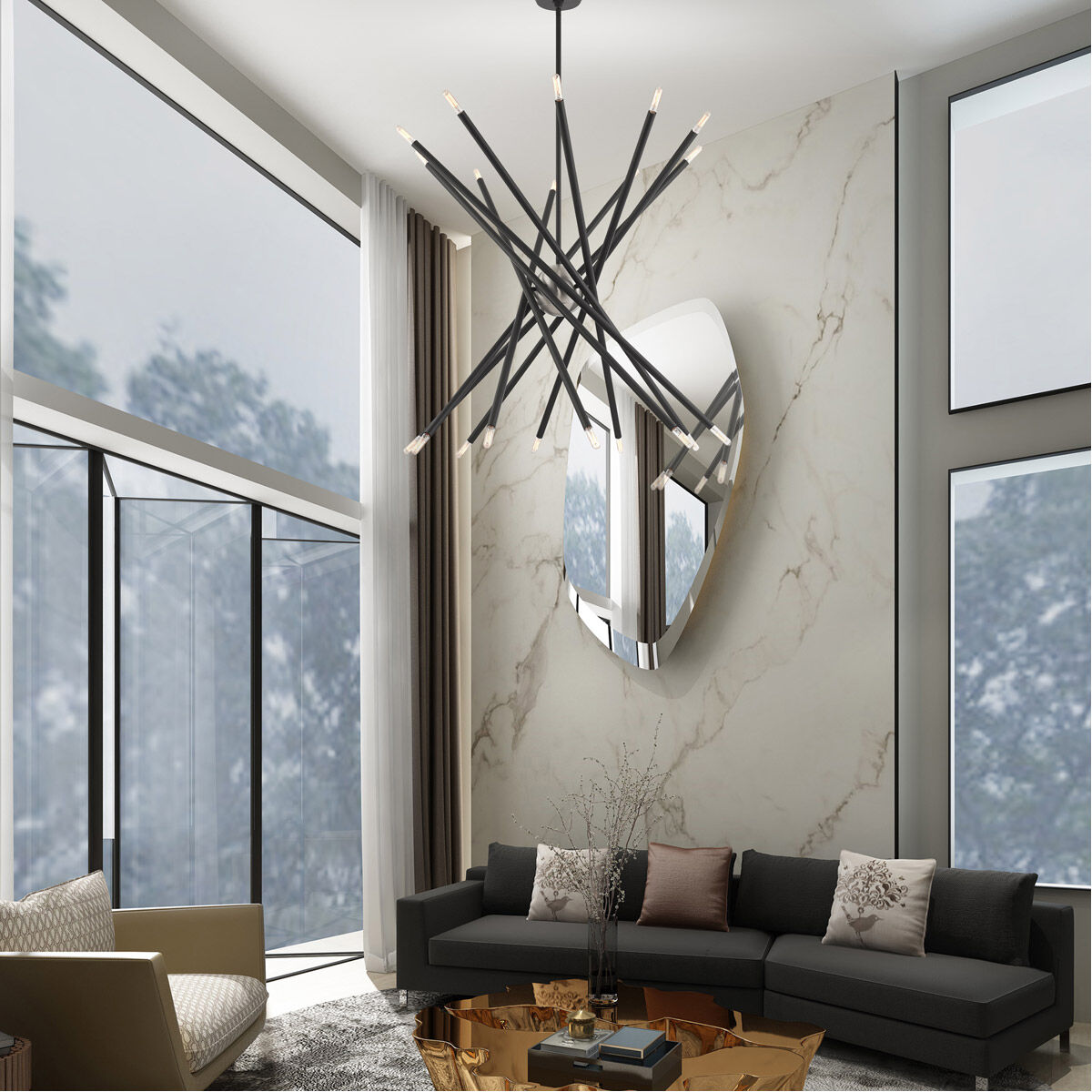 Soho 20 Light 37.5 inch Scandinavian Gray Chandelier Ceiling Light