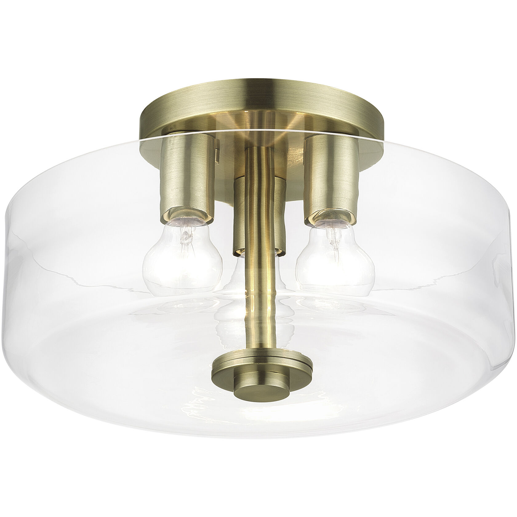Whitworth 3 Light 14.5 inch Antique Brass Semi-Flush Ceiling Light