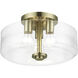 Whitworth 3 Light 14.5 inch Antique Brass Semi-Flush Ceiling Light
