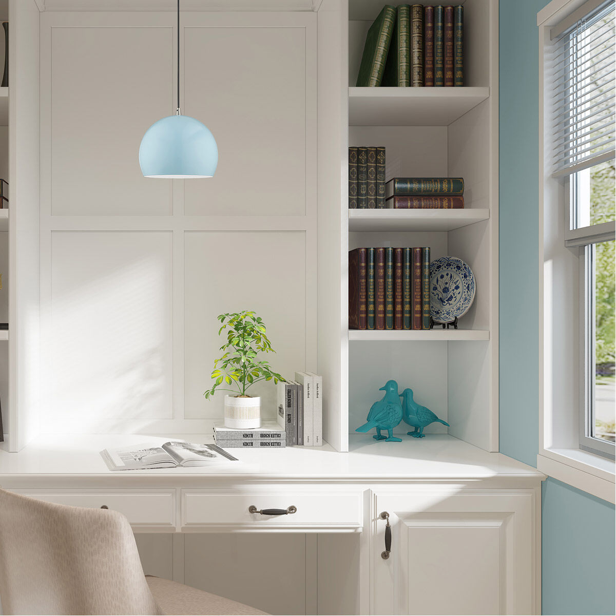 Allison 1 Light 10 inch Shiny Baby Blue Mini Pendant Ceiling Light