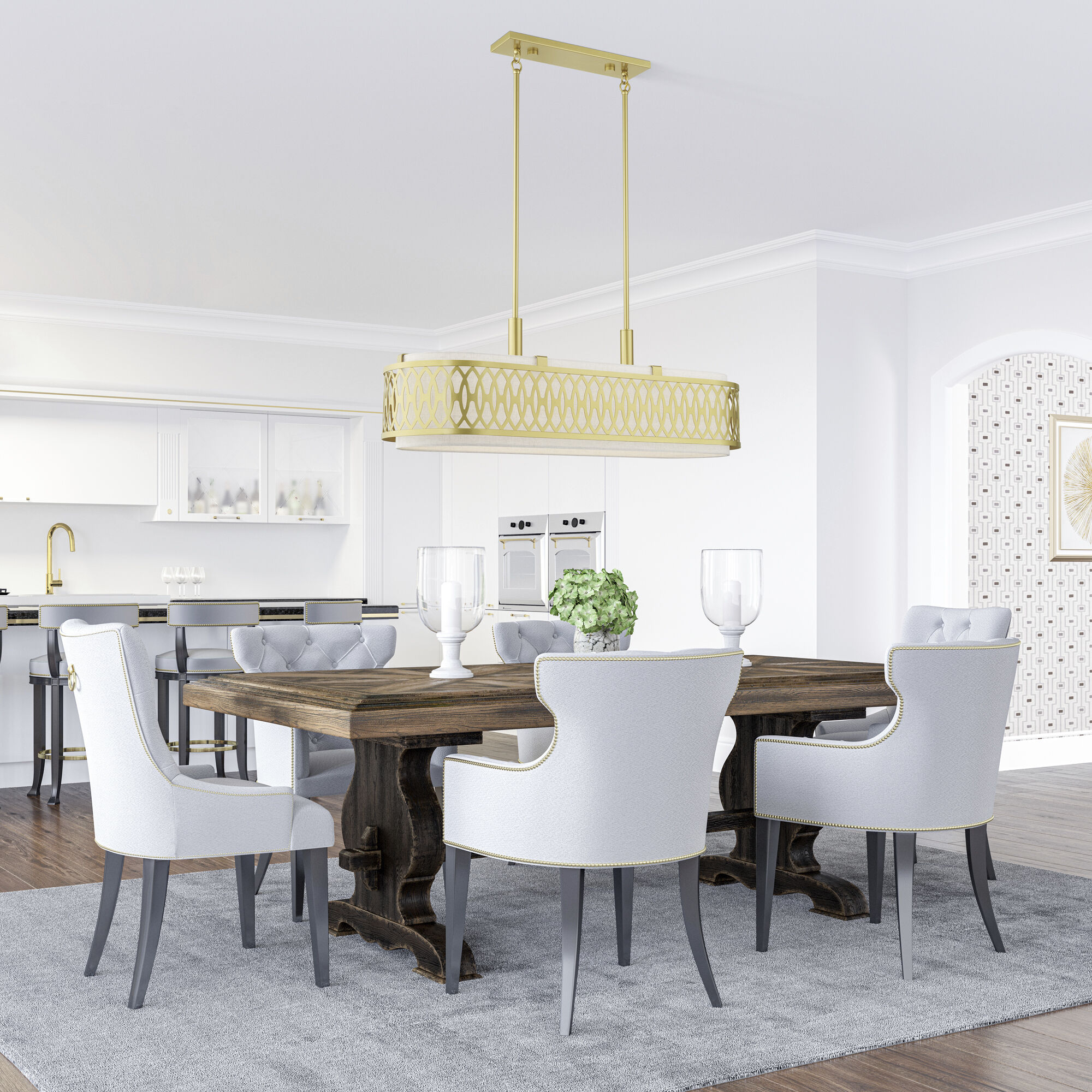 Vistaview 6 Light 42 inch Soft Gold Linear Chandelier Ceiling Light