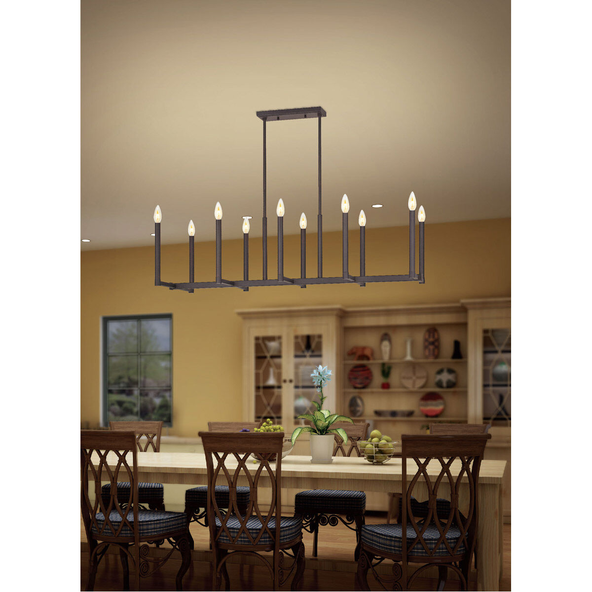 Alpine 10 Light 43 inch Bronze Linear Chandelier Ceiling Light