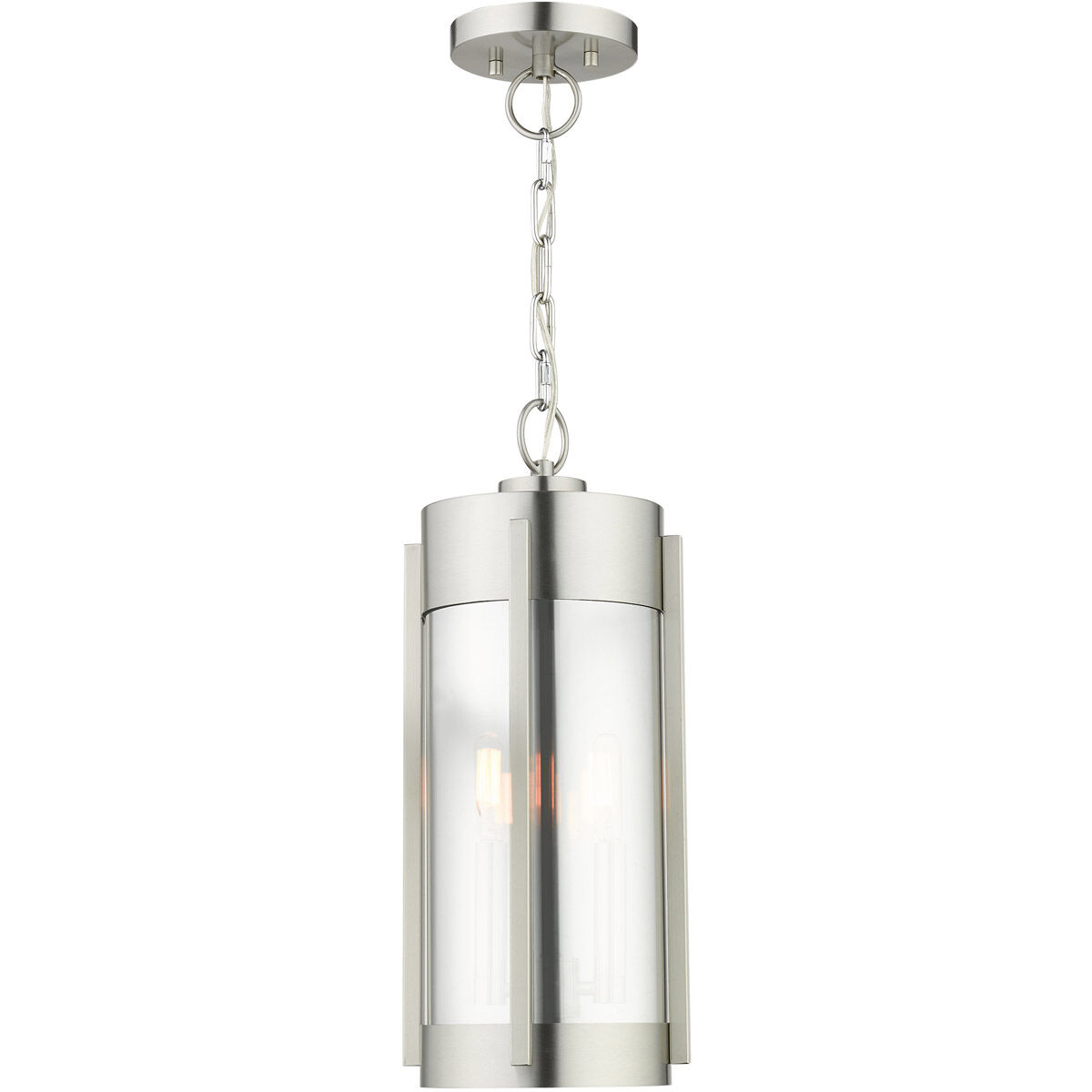 Sheridan 2 Light 8 inch Brushed Nickel Outdoor Pendant Lantern
