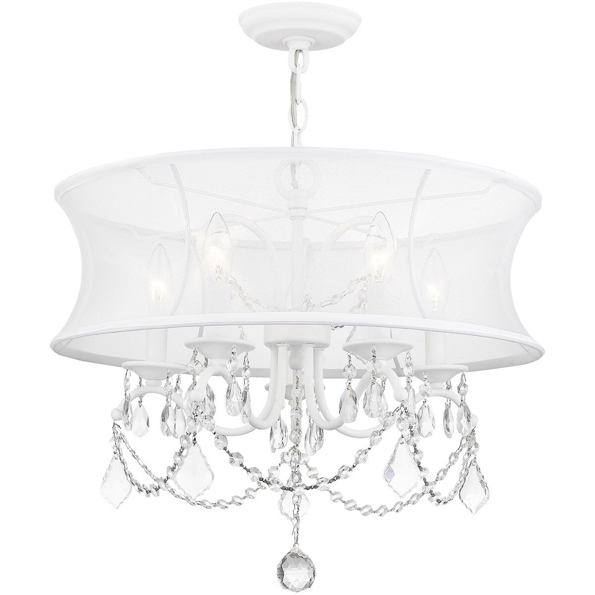 Newcastle 5 Light 20 inch White Chandelier Ceiling Light