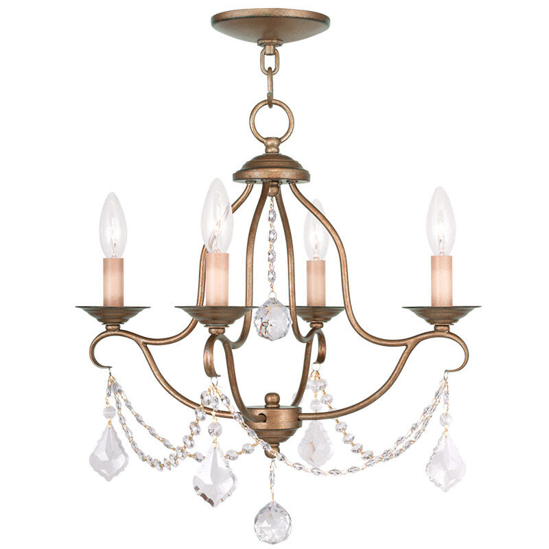 Chesterfield 4 Light 18 inch Antique Gold Leaf Mini Chandelier Ceiling Light