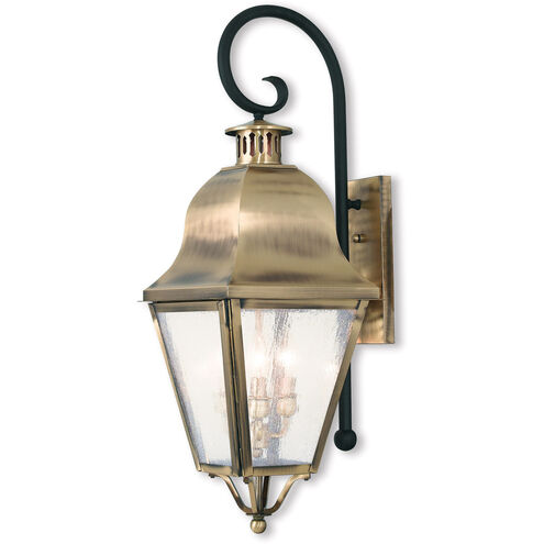 Amwell 3 Light 31 inch Antique Brass Outdoor Wall Lantern