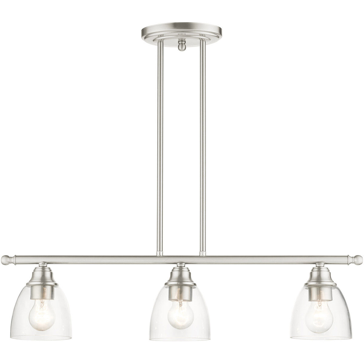 Montgomery 3 Light 30 inch Brushed Nickel Linear Chandelier Ceiling Light