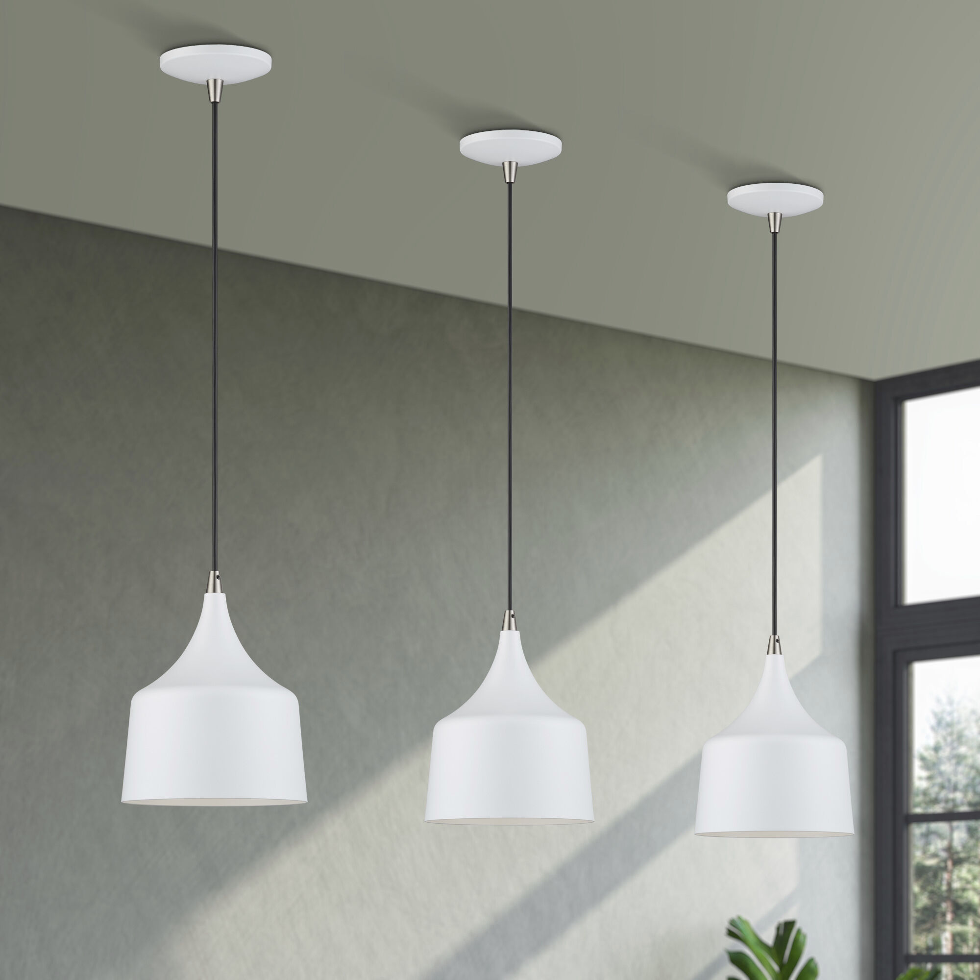 Bolita 8 inch White with Brushed Nickel Accents Pendant Ceiling Light