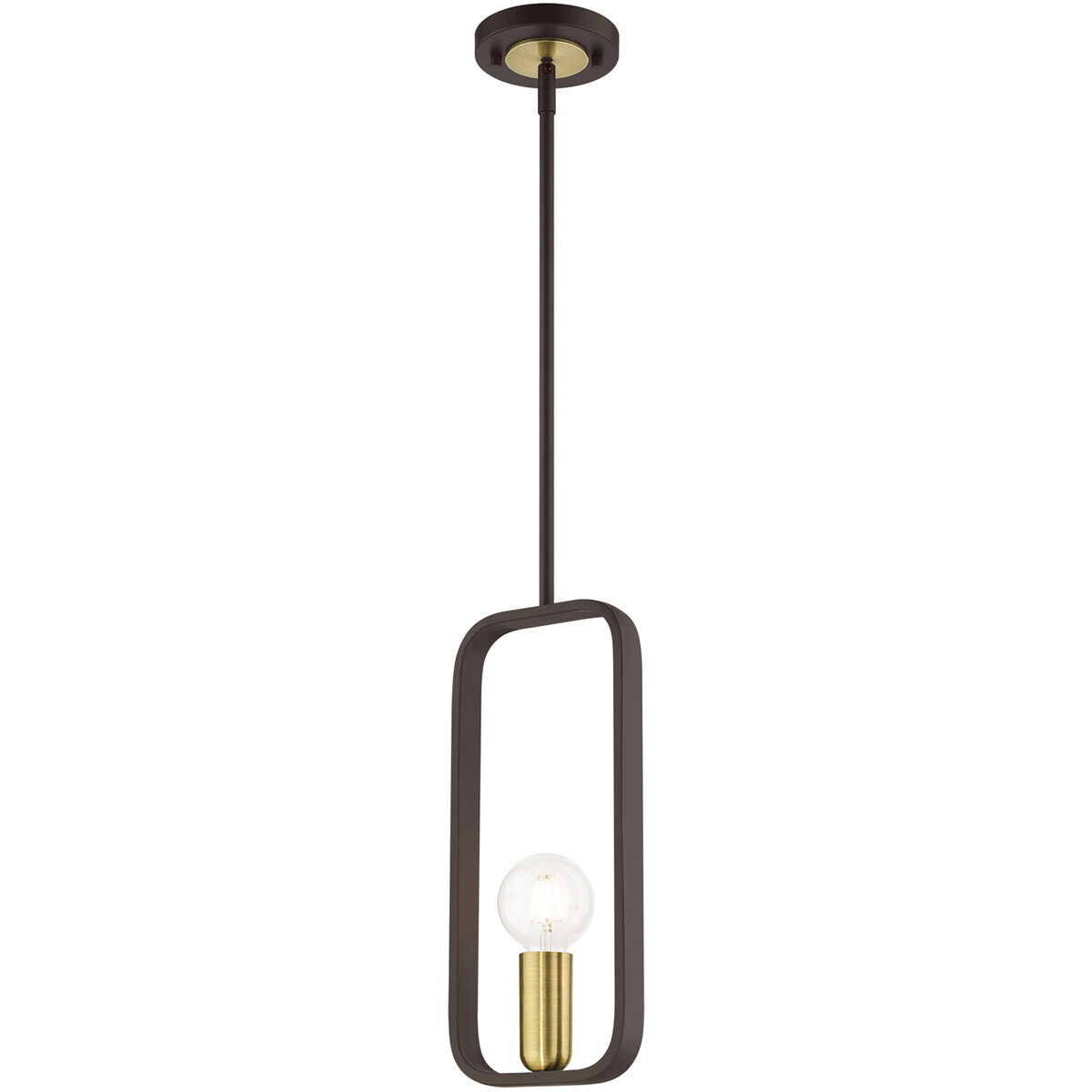 Bergamo 1 Light 5 inch Bronze with Antique Brass Accents Pendant Ceiling Light