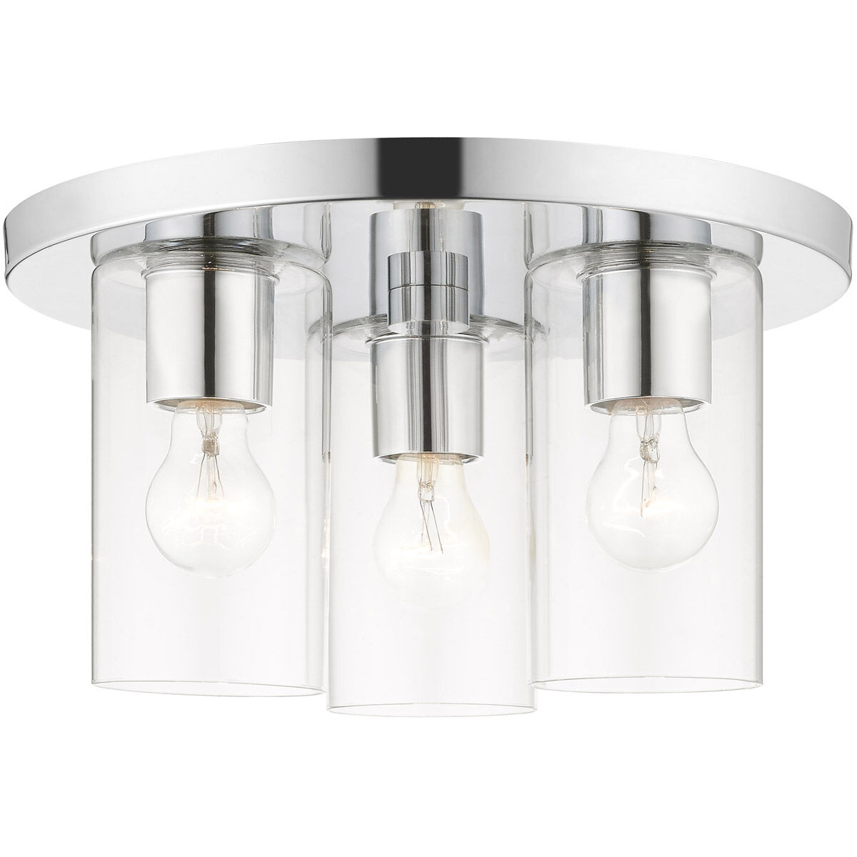Zurich 3 Light 14 inch Polished Chrome Flush Mount Ceiling Light
