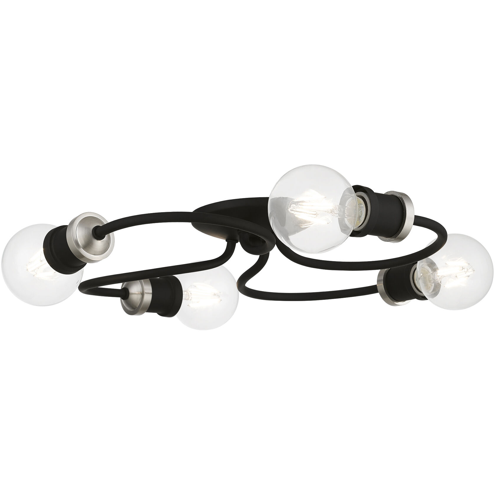 Bromley 4 Light 16 inch Black with Brushed Nickel Accents Flush Mount Ceiling Light, Large