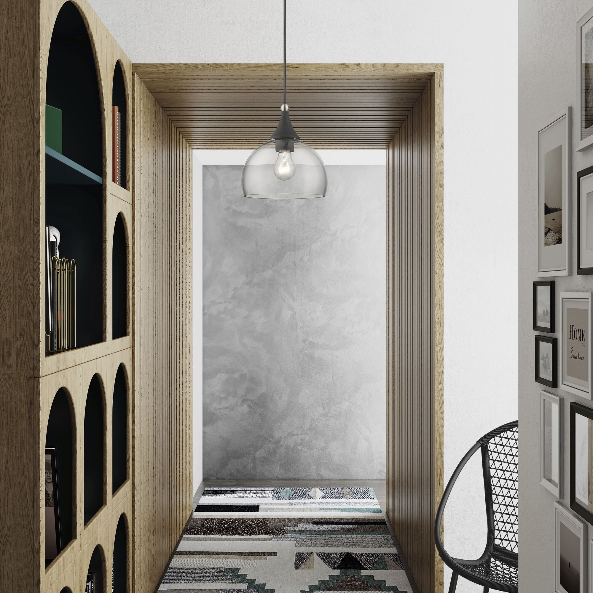 Glendon 1 Light 8.25 inch Black with Brushed Nickel Accents Glass Pendant Ceiling Light