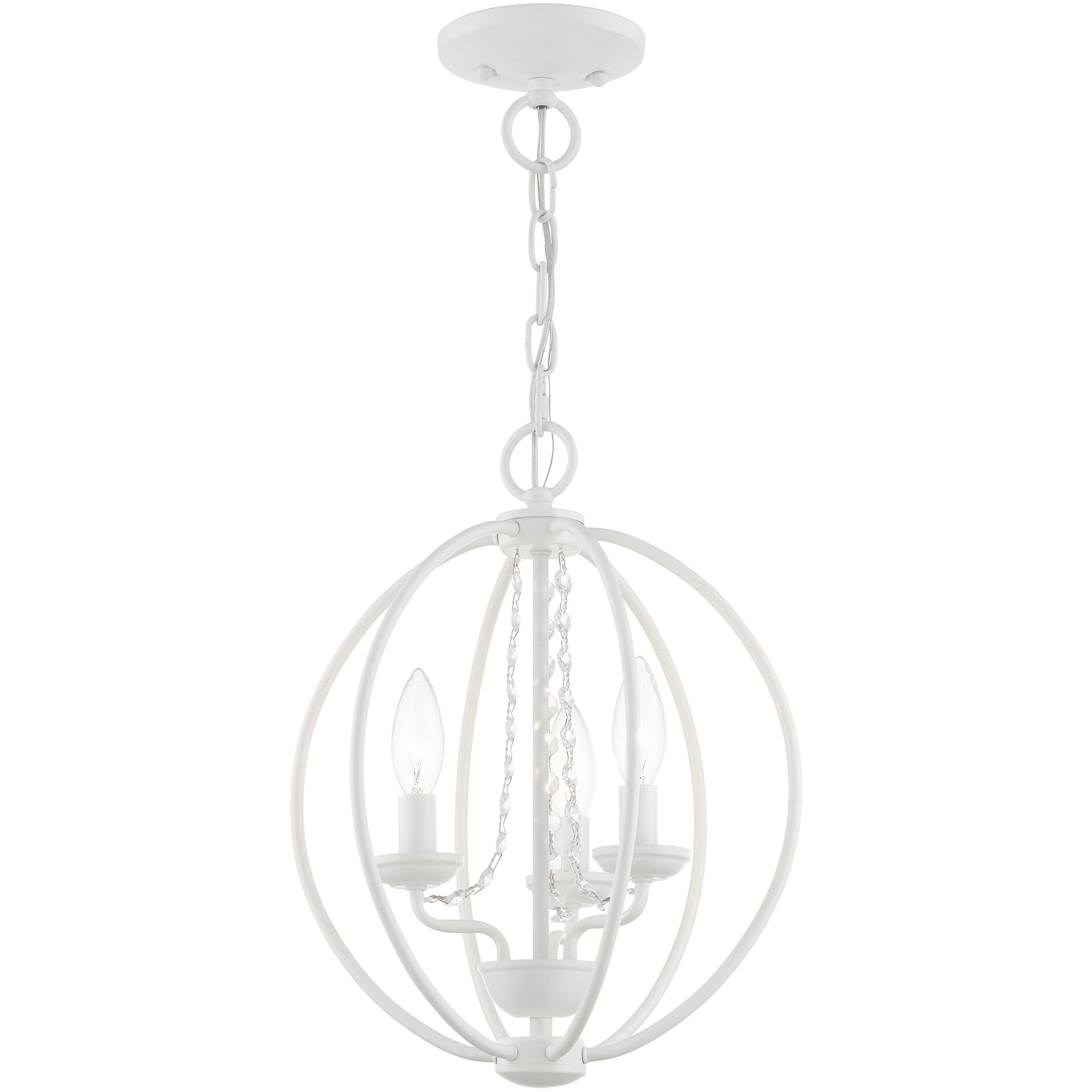 Arabella 3 Light 12 inch White Convertible Mini Chandelier/ Semi-Flush Ceiling Light, Globe