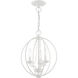 Arabella 3 Light 12 inch White Convertible Mini Chandelier/ Semi-Flush Ceiling Light, Globe