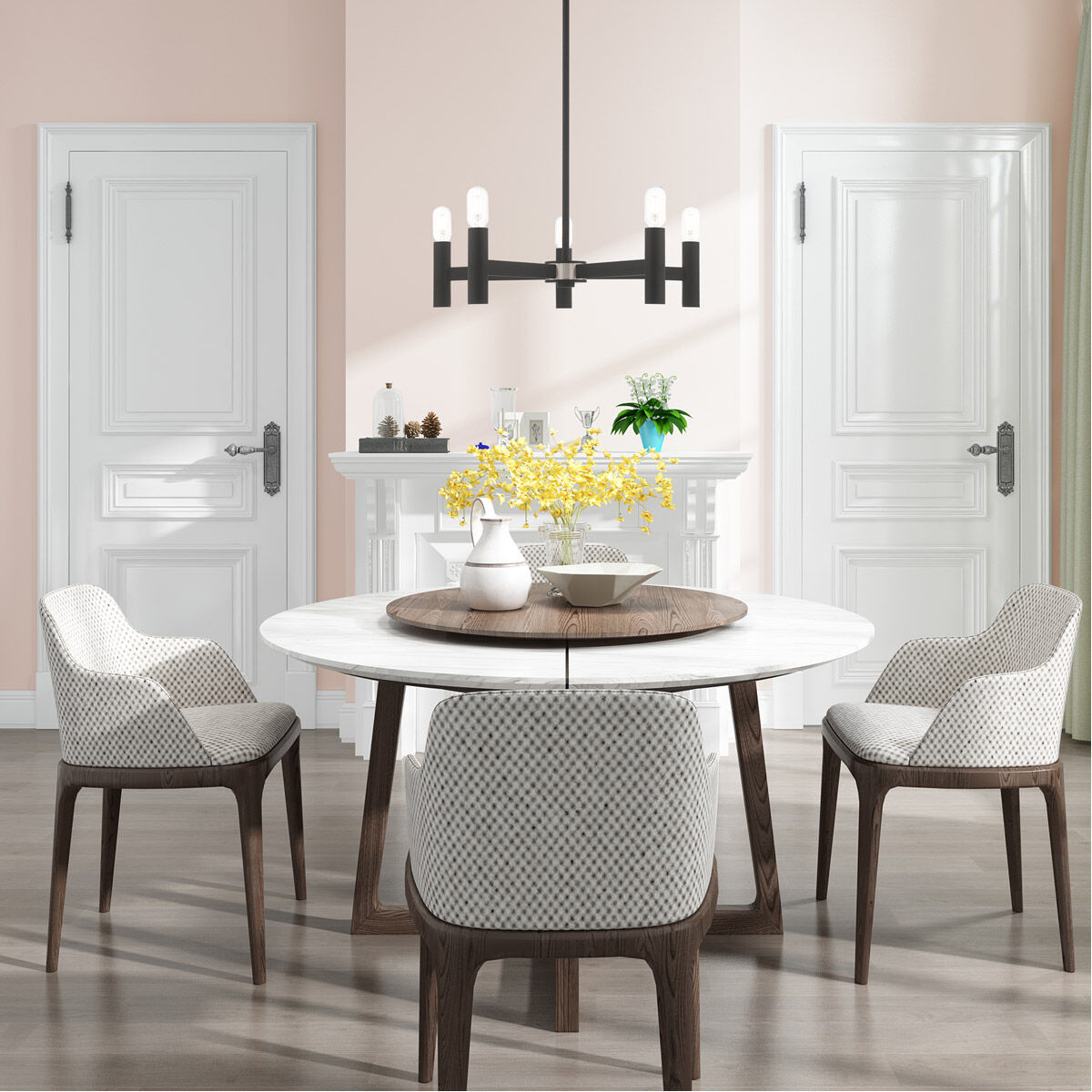 Copenhagen 5 Light 25 inch Black Chandelier Ceiling Light