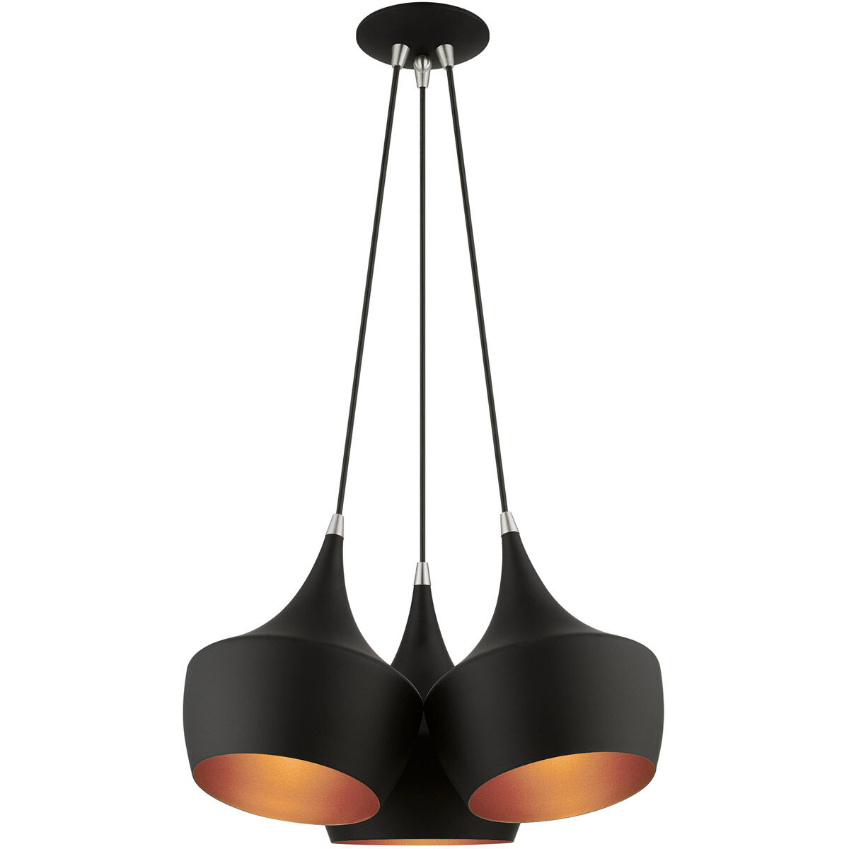 Waldorf 3 Light 21 inch Black Cluster Pendant Ceiling Light