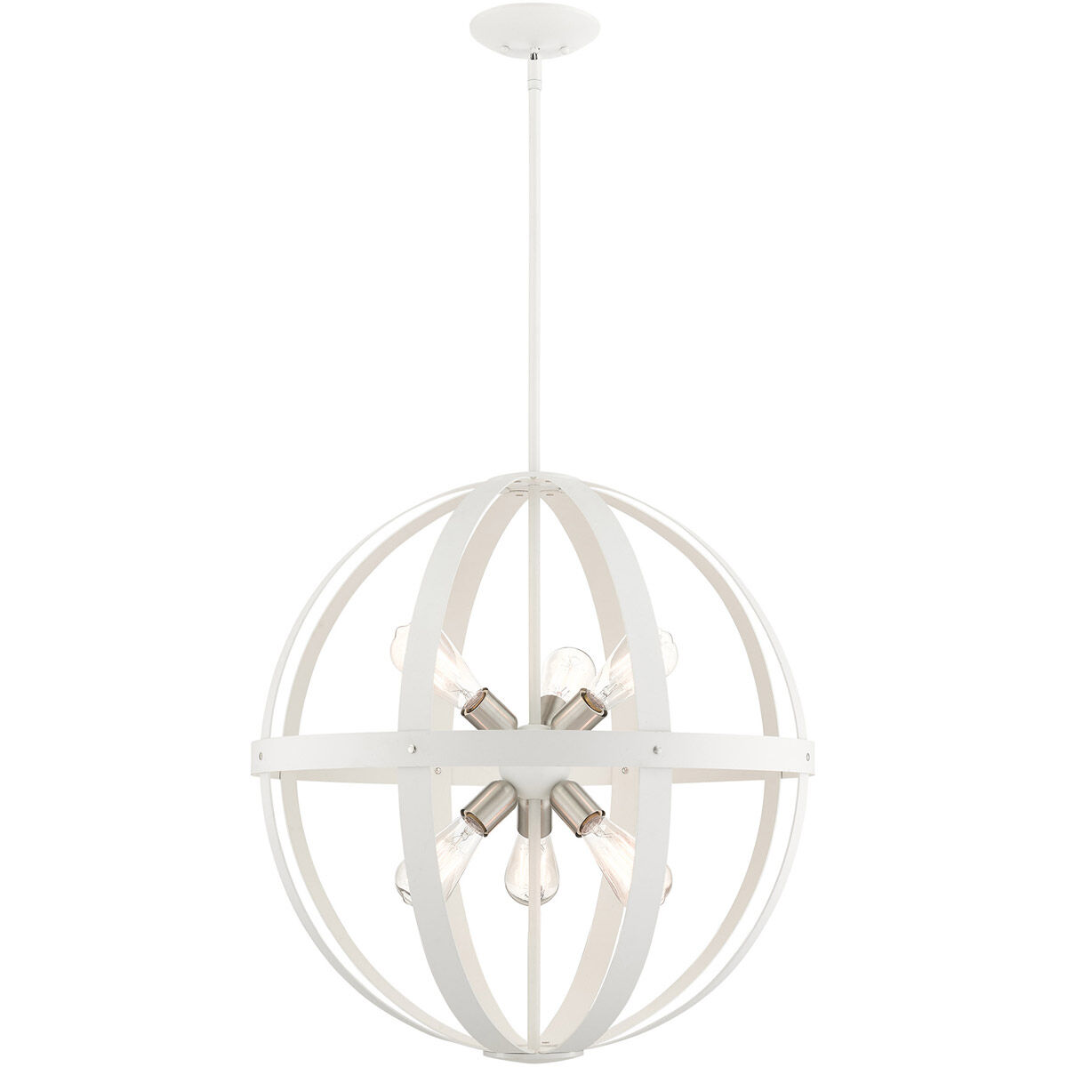 Stoneridge 6 Light 24 inch Textured White with Brushed Nickel Finish Cluster Pendant Chandelier Ceiling Light