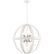 Stoneridge 6 Light 24 inch Textured White with Brushed Nickel Finish Cluster Pendant Chandelier Ceiling Light