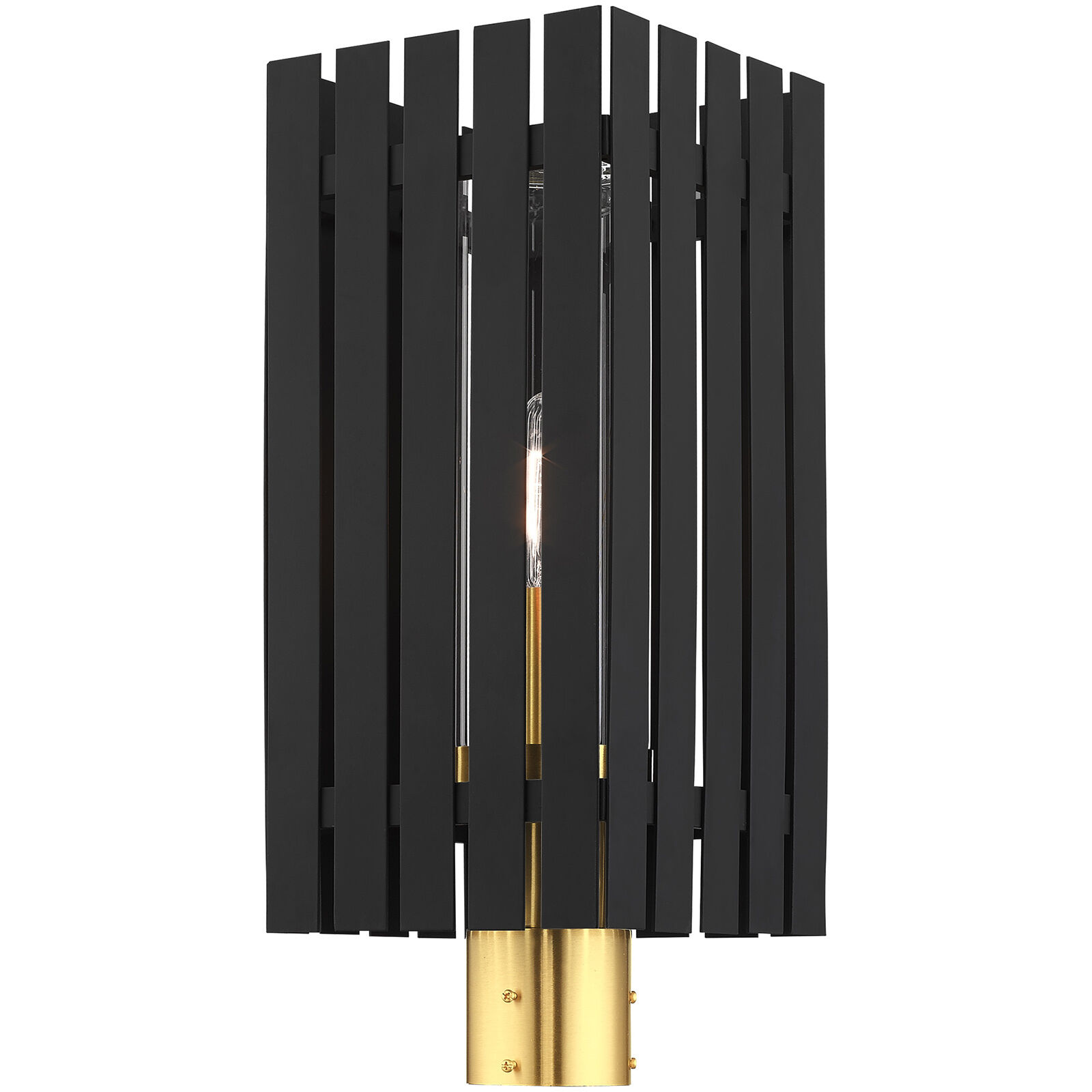 Greenwich 1 Light 20 inch Black with Satin Brass Accents Outdoor Post Top Lantern
