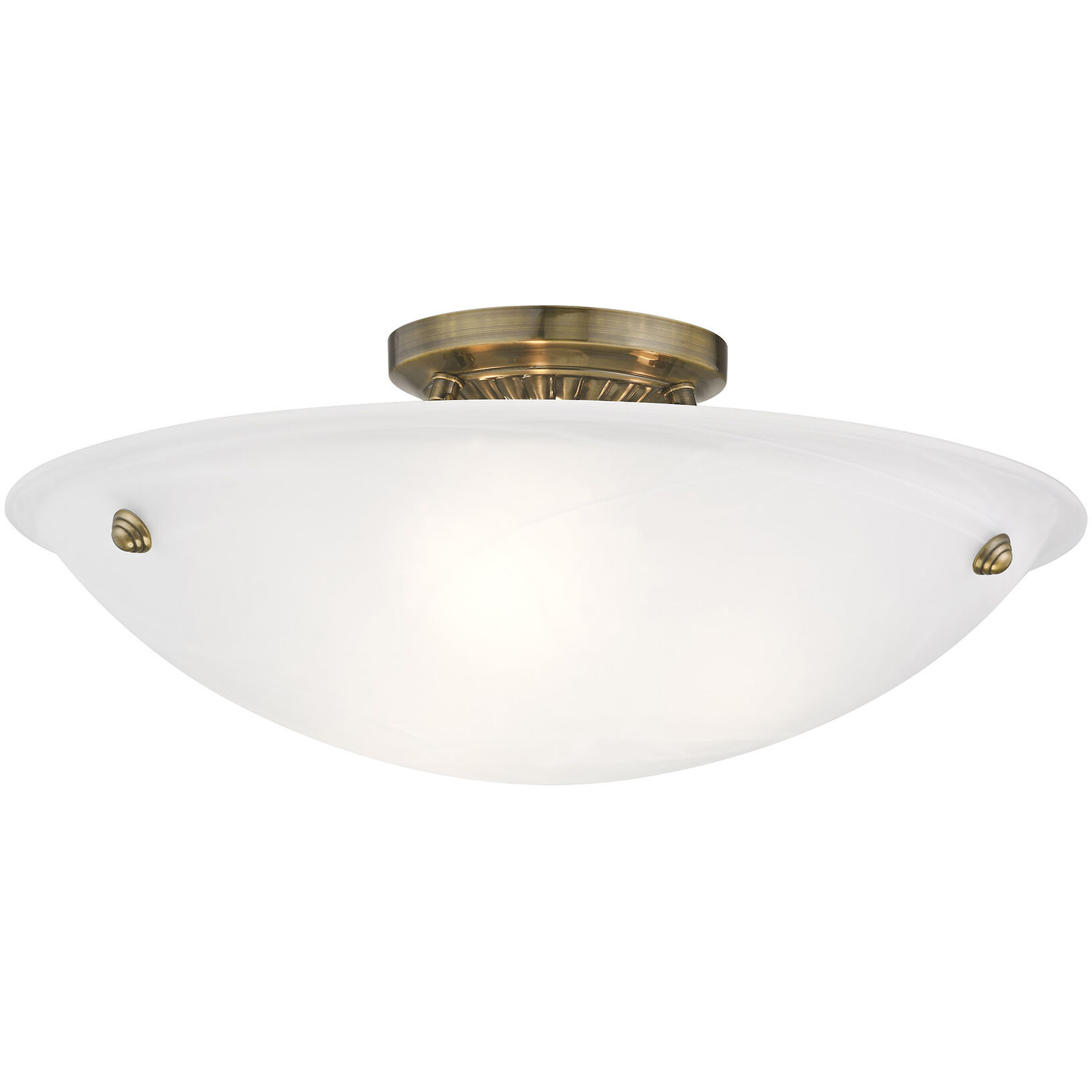 Oasis 3 Light 20 inch Antique Brass Semi-Flush Mount Ceiling Light