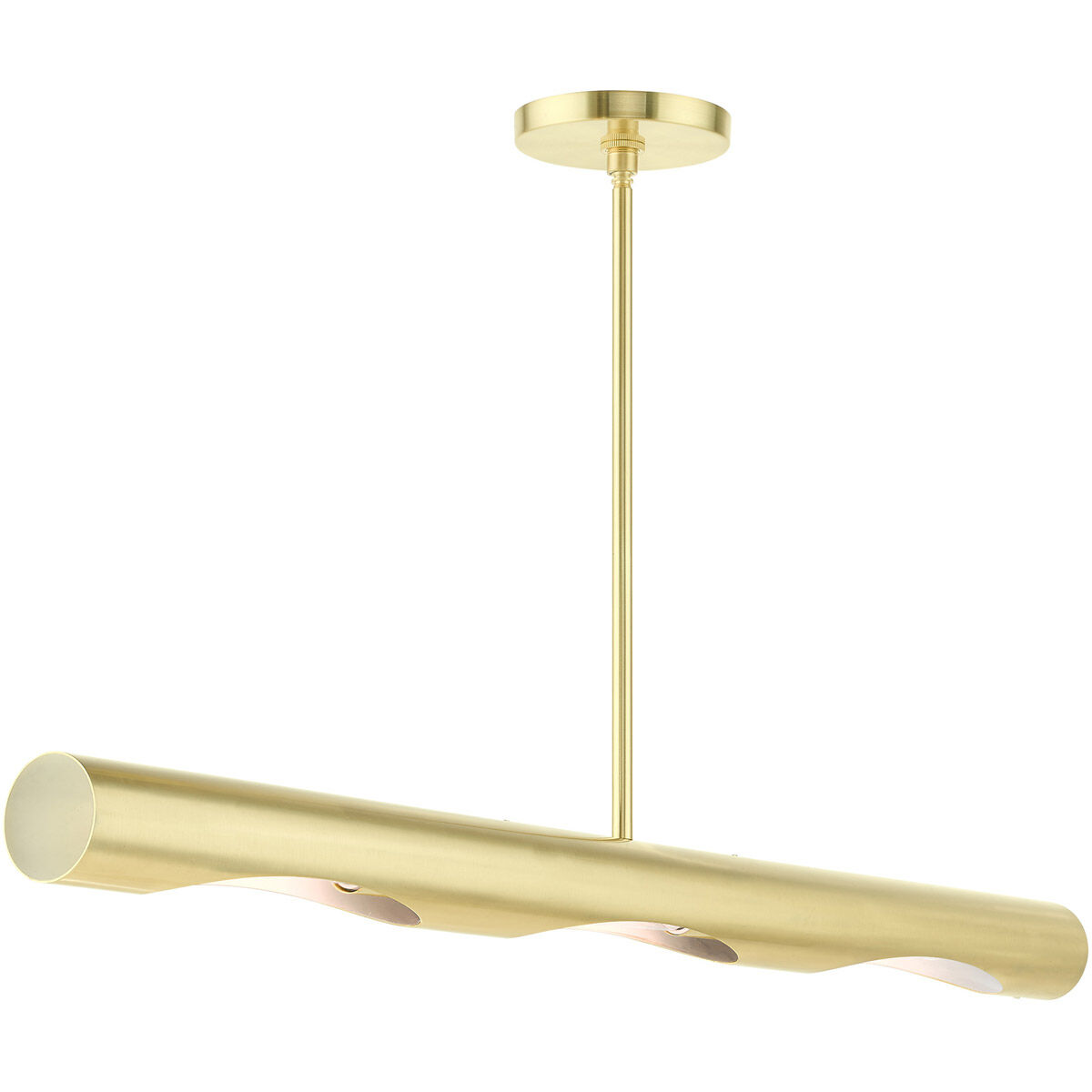 Novato 3 Light 42 inch Satin Brass Linear Chandelier Ceiling Light