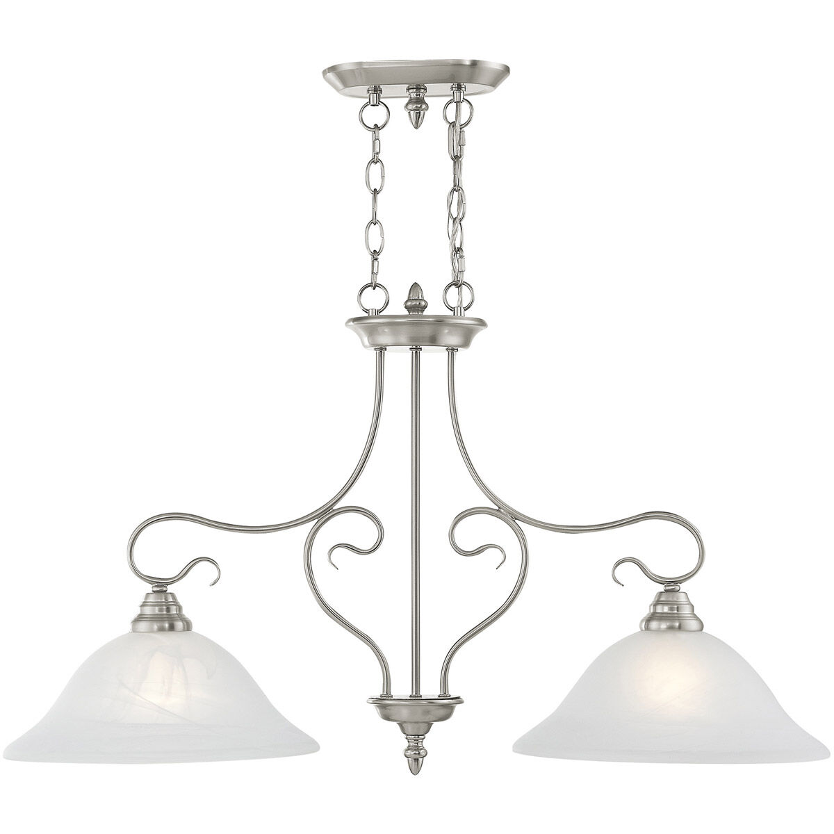 Coronado 2 Light 35 inch Brushed Nickel Island Ceiling Light