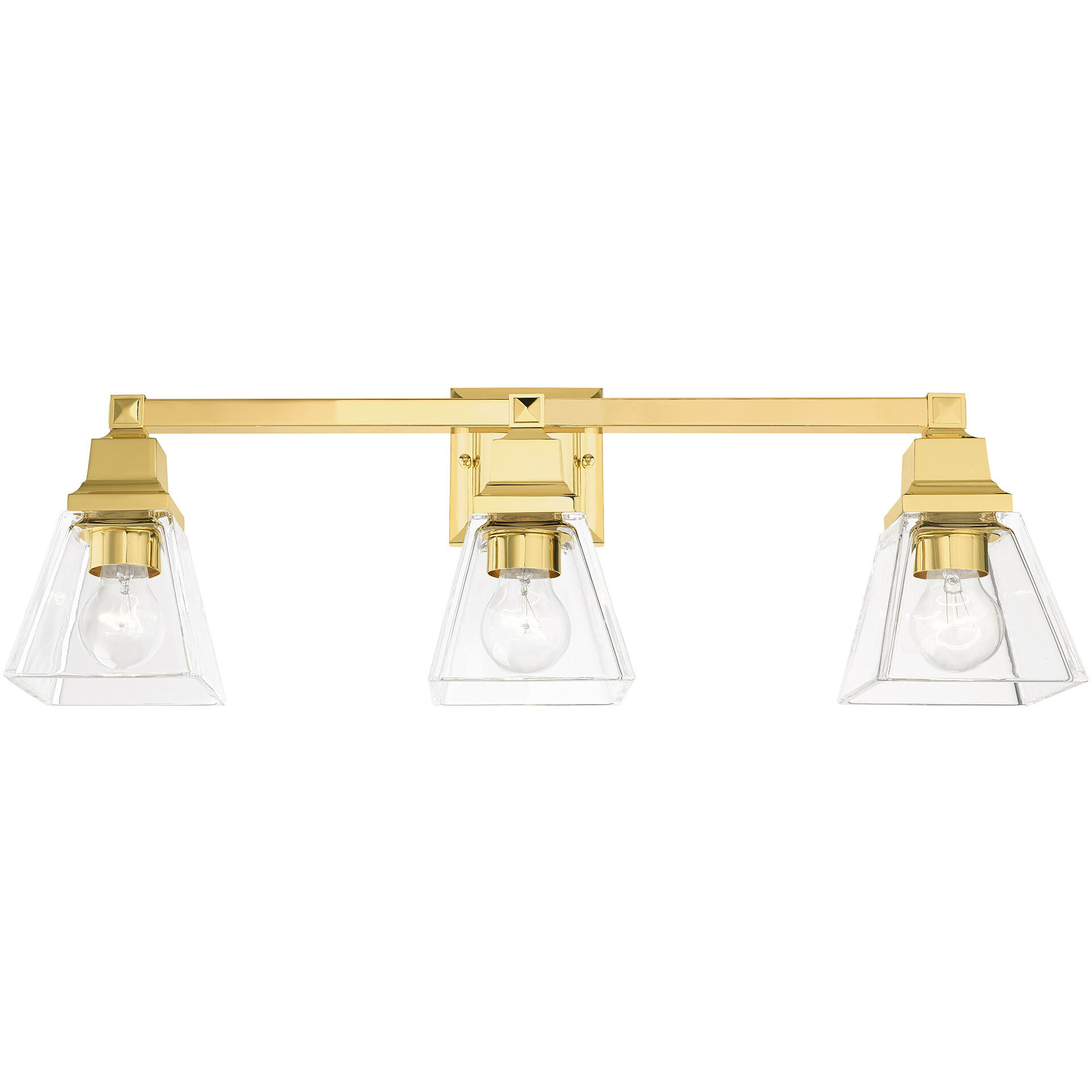 Mission 3 Light 25 inch Polished Brass Vanity Sconce Wall Light