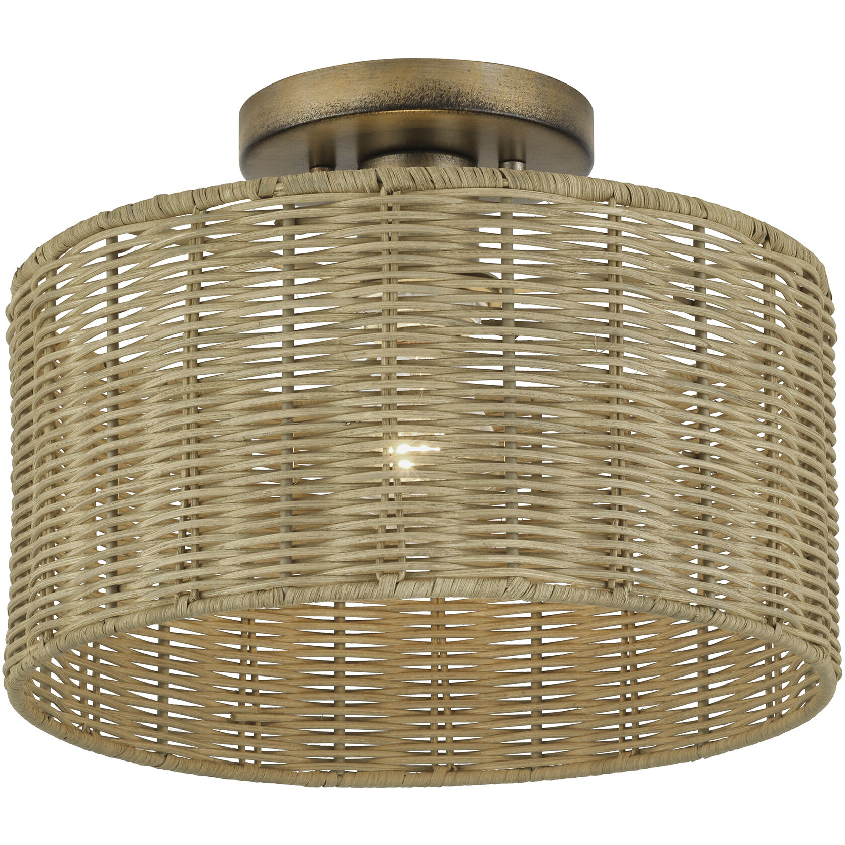 Weavington 1 Light 12 inch Antique Gold Leaf Semi Flush Mount Ceiling Light, Medium