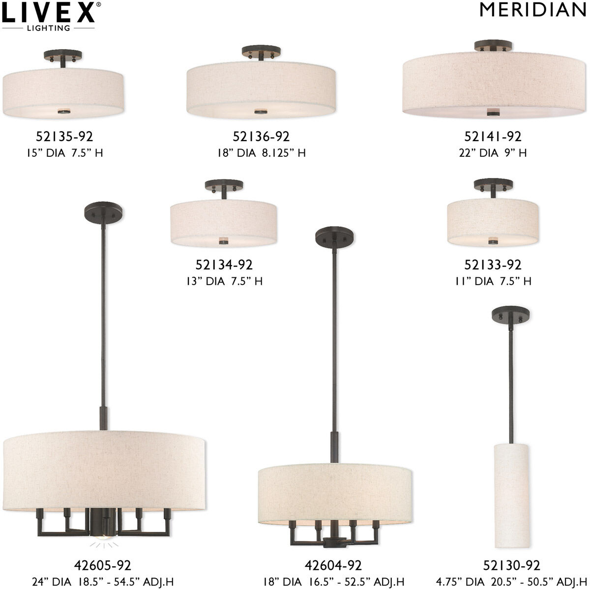 Meridian 4 Light 18 inch English Bronze Pendant Chandelier Ceiling Light