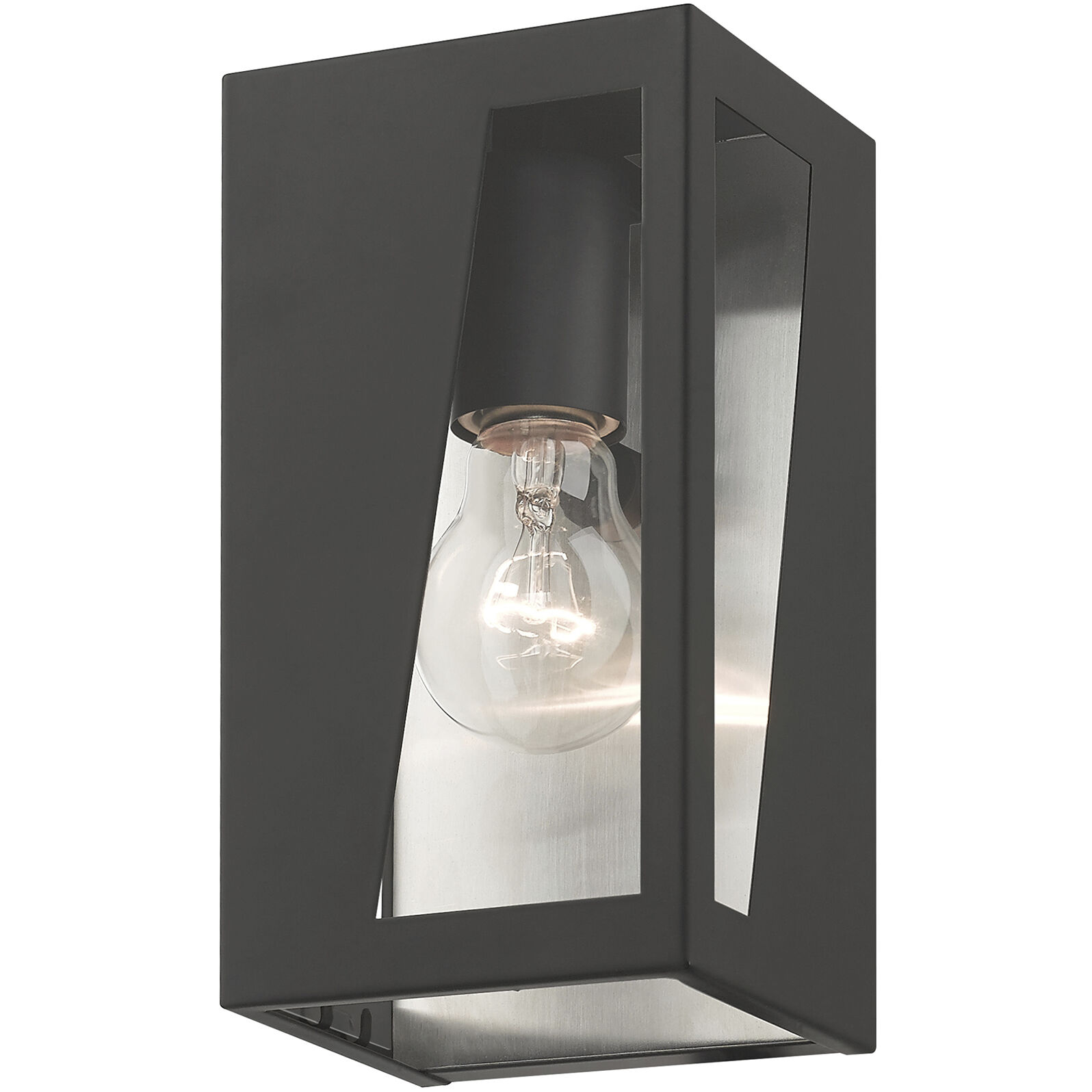 Forsyth 1 Light 8.5 inch Black with Brushed Nickel Stainless Steel Outdoor Wall Lantern, Small
