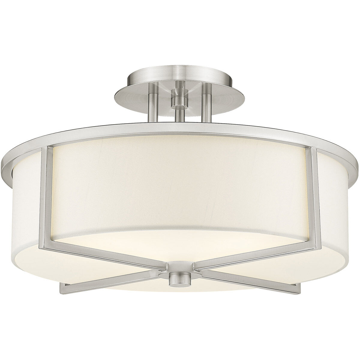 Wesley 3 Light 16 inch Brushed Nickel Semi-Flush Mount Ceiling Light