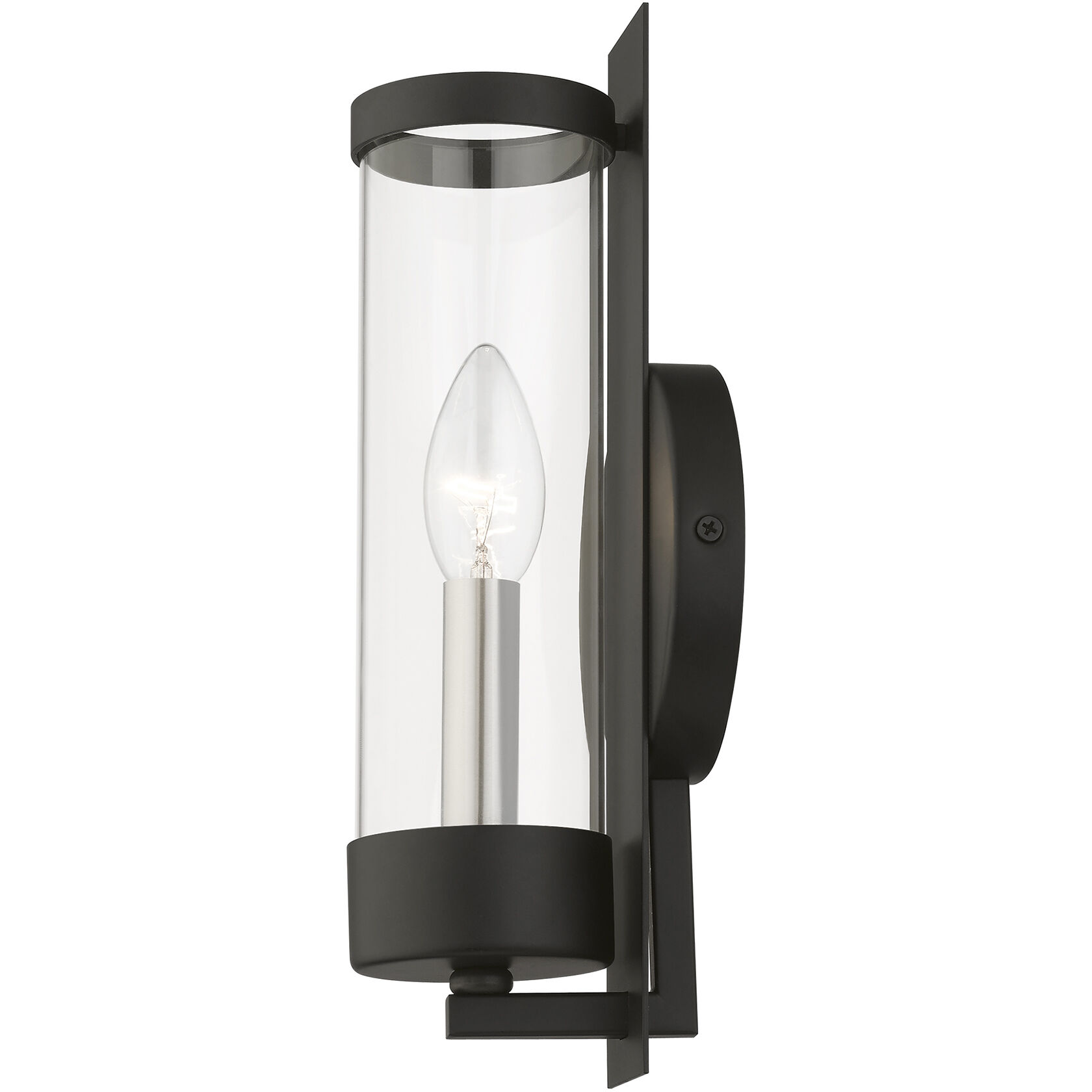 Castleton 1 Light 5 inch Black with Brushed Nickel Candle Single Sconce Wall Light, Single