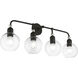 Downtown 4 Light 36 inch Black with Brushed Nickel Accents Vanity Sconce Wall Light, Large, Sphere