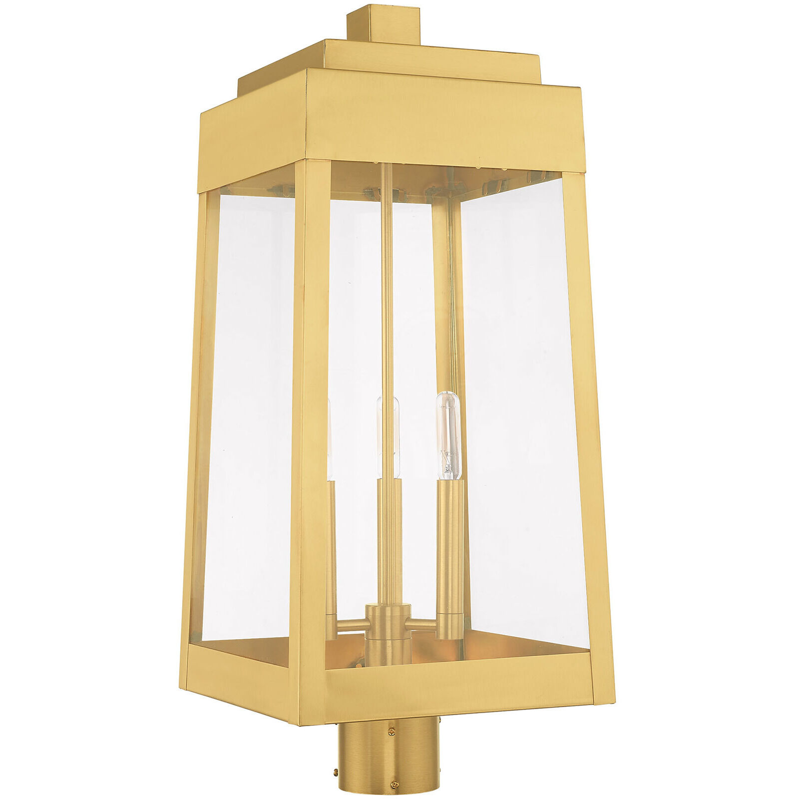 Oslo 3 Light 25 inch Satin Brass Outdoor Post Top Lantern