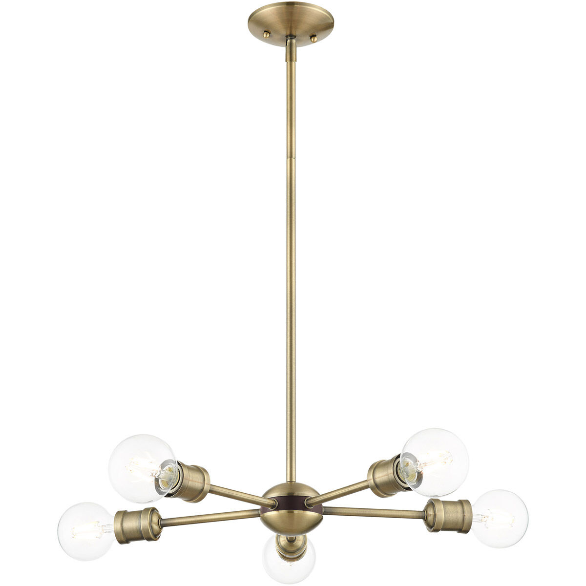 Lansdale 5 Light 19 inch Antique Brass with Bronze Accents Chandelier Ceiling Light