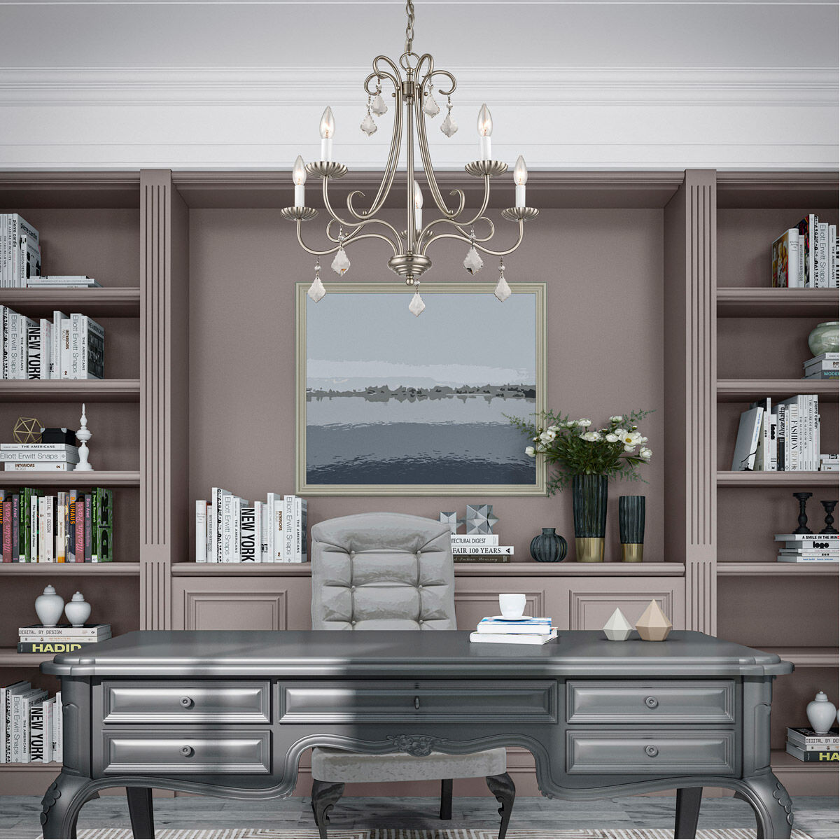 Daphne 5 Light 25 inch Brushed Nickel Chandelier Ceiling Light