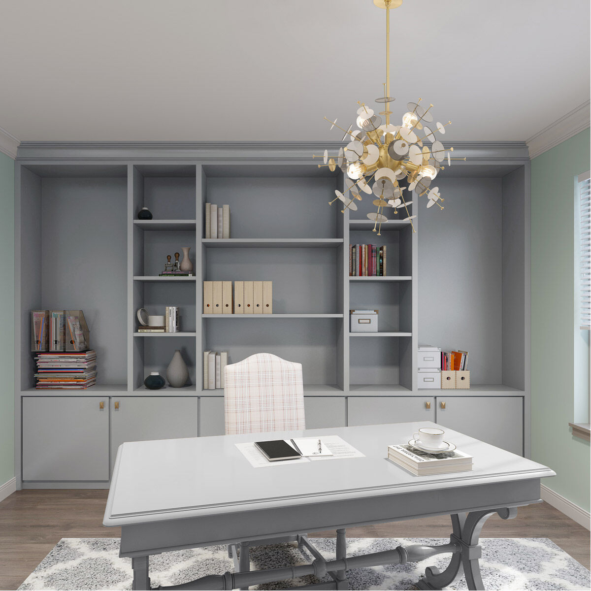 Circulo 6 Light 24 inch Satin Brass Pendant Chandelier Ceiling Light