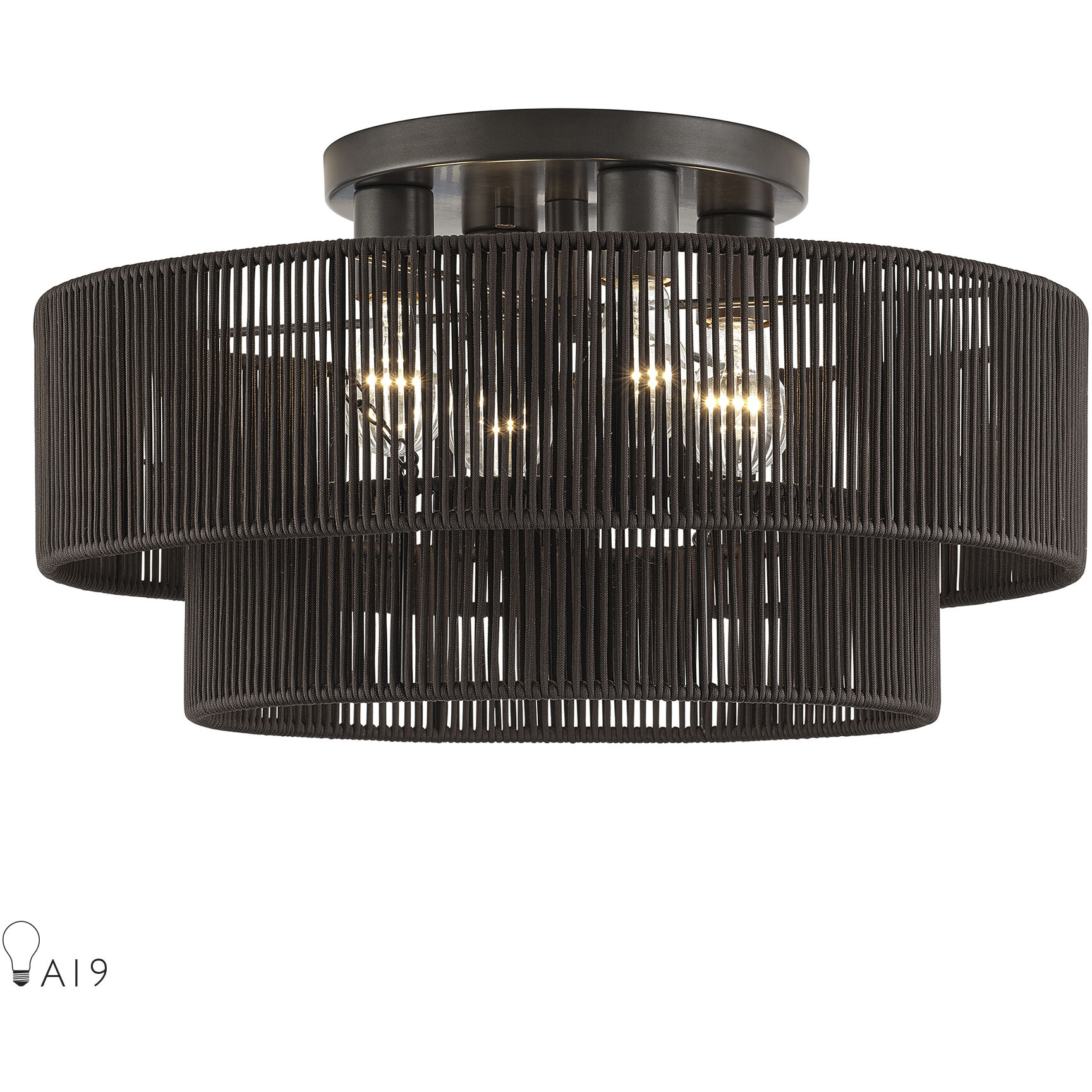 Acordia 4 Light 21 inch English Bronze Semi Flush Mount Ceiling Light, Extra Large