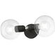 Downtown 2 Light 6.5 inch Black with Brushed Nickel Accents Vanity Sconce Wall Light, Sphere