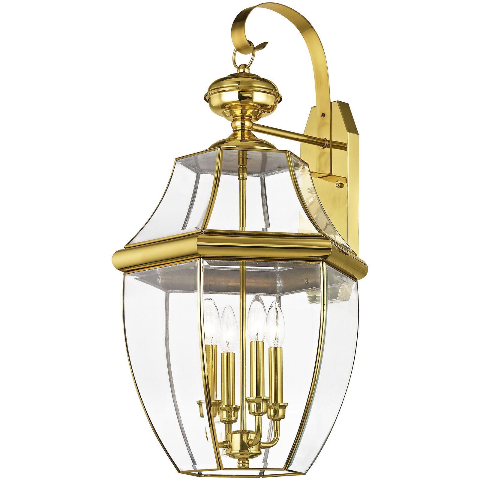 Monterey 4 Light 30 inch Polished Brass Outdoor Wall Lantern
