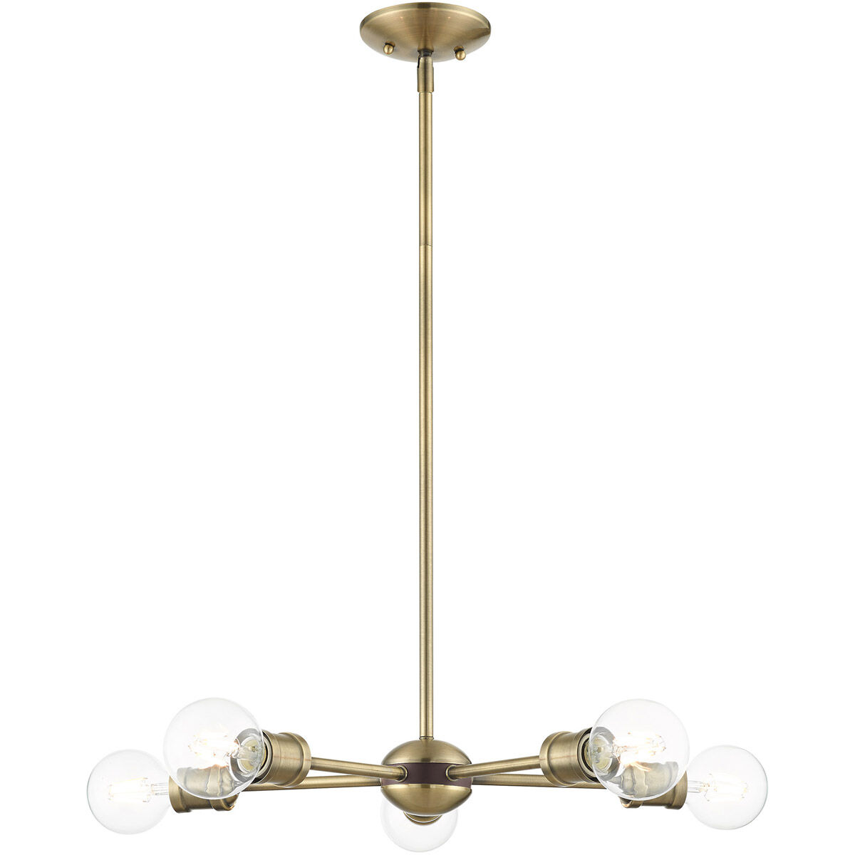 Lansdale 5 Light 19 inch Antique Brass with Bronze Accents Chandelier Ceiling Light