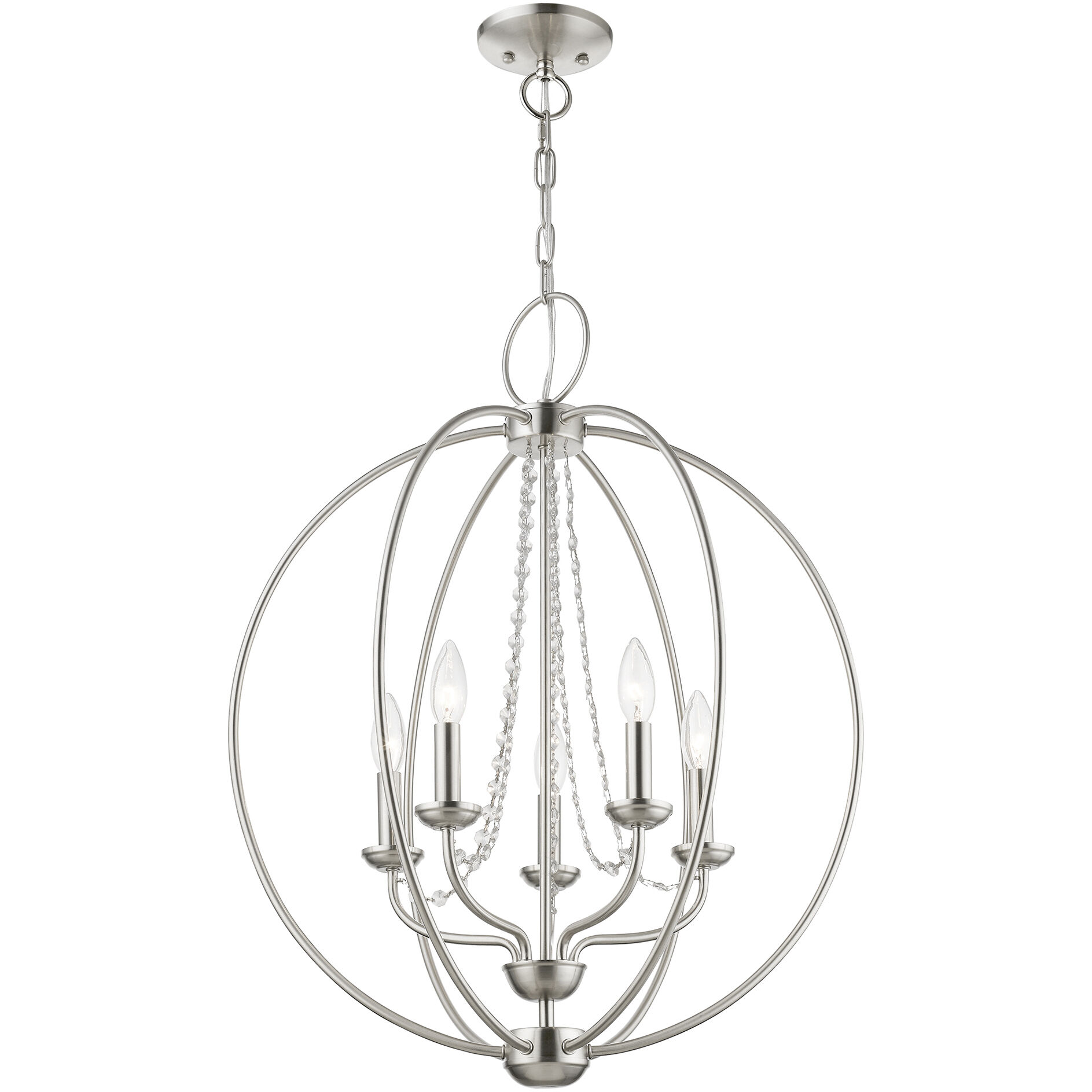 Arabella 5 Light 22 inch Brushed Nickel Chandelier Ceiling Light, Globe