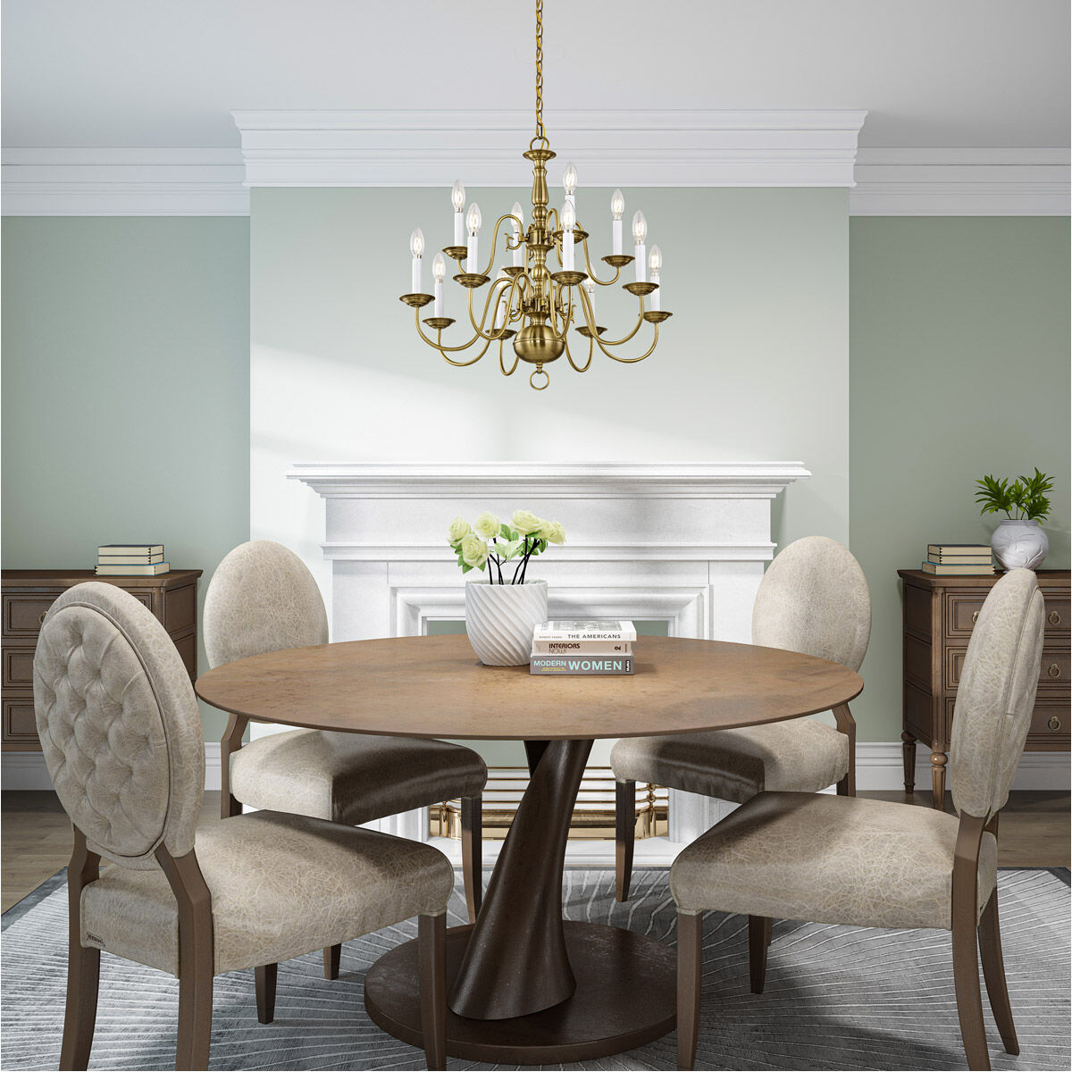 Williamsburgh 12 Light 26 inch Antique Brass Chandelier Ceiling Light