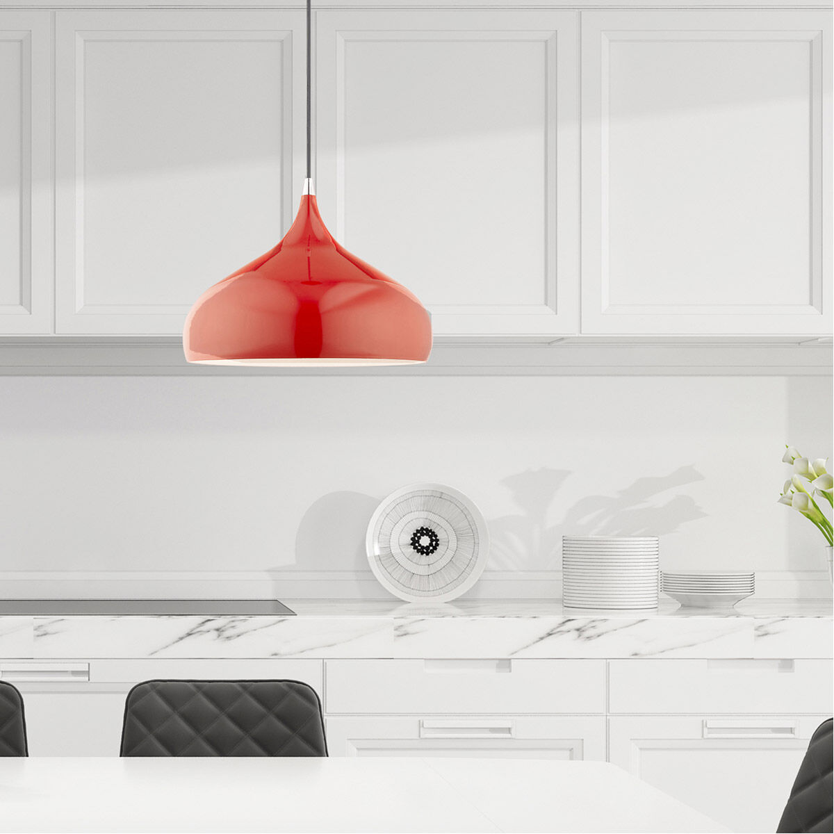 Allison 1 Light 16 inch Shiny Red Mini Pendant Ceiling Light