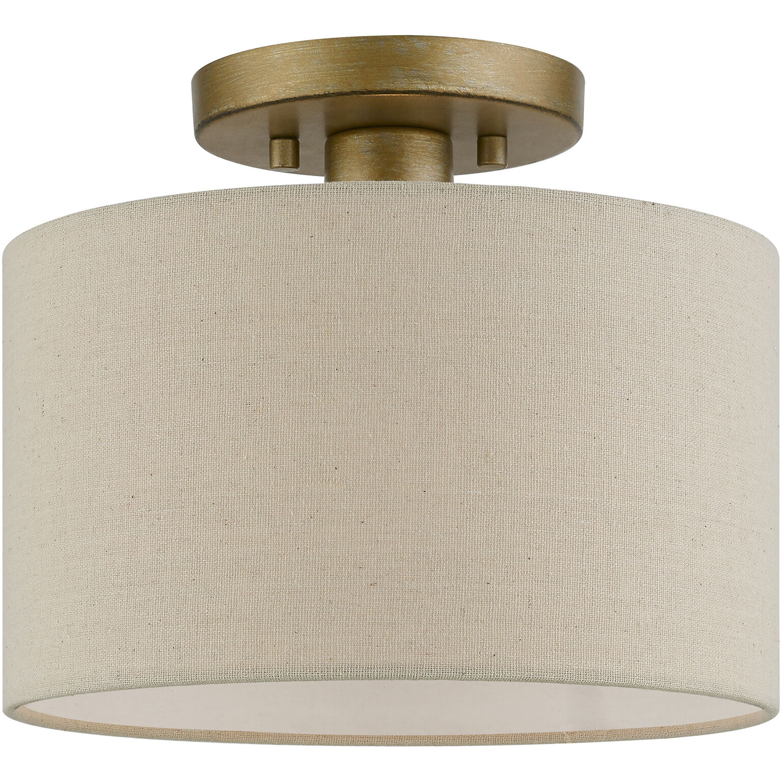 Burnett 1 Light 10 inch Antique Gold Leaf with White Accents Small Semi-Flush Ceiling Light, Small