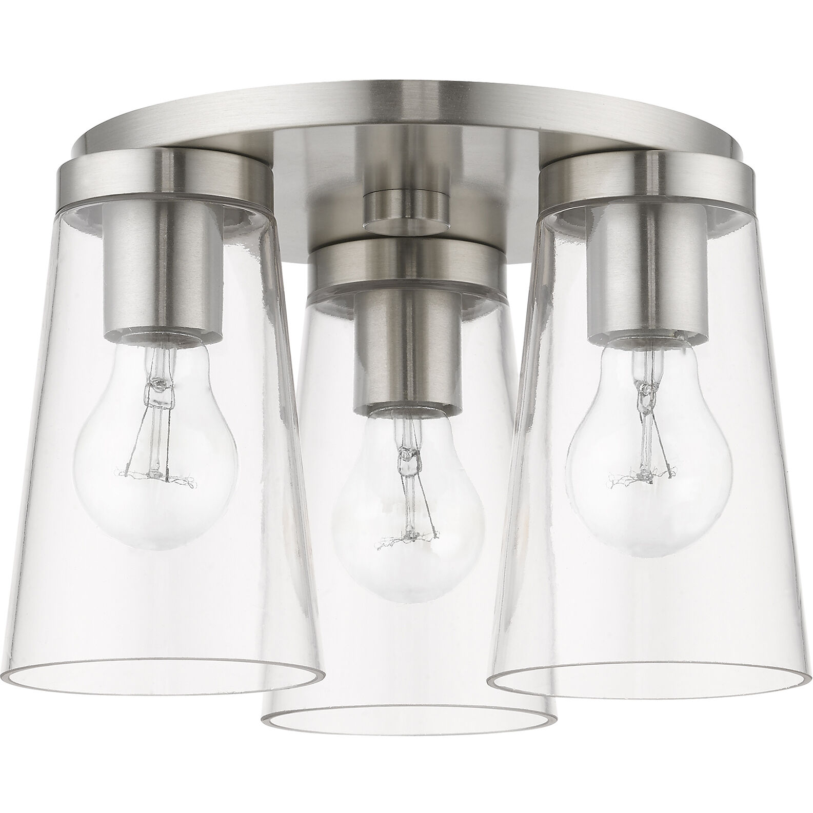 Cityview 3 Light 11 inch Brushed Nickel Flush Mount Ceiling Light, Large