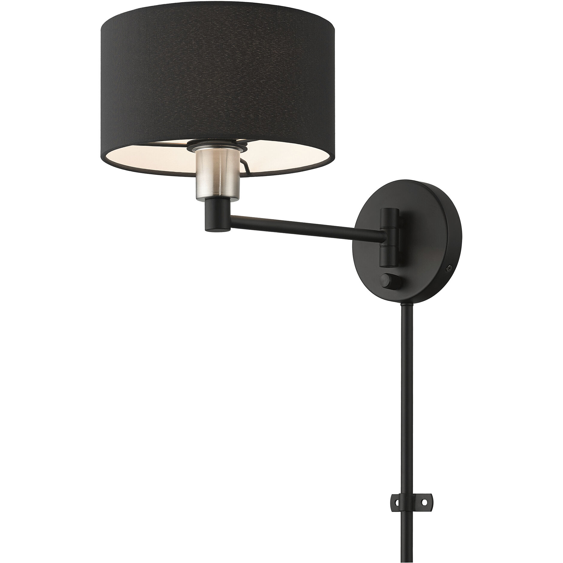 Bainbridge 14.75 inch 60.00 watt Black with Brushed Nickel Accents Swing Arm Wall Lamp Wall Light