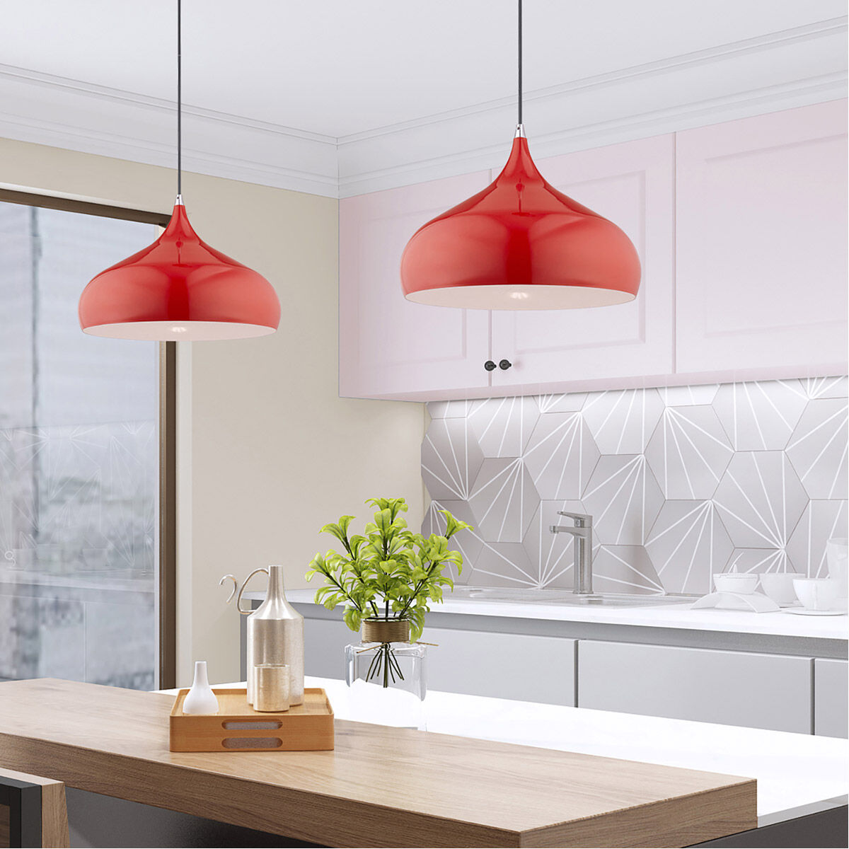 Allison 1 Light 16 inch Shiny Red Mini Pendant Ceiling Light