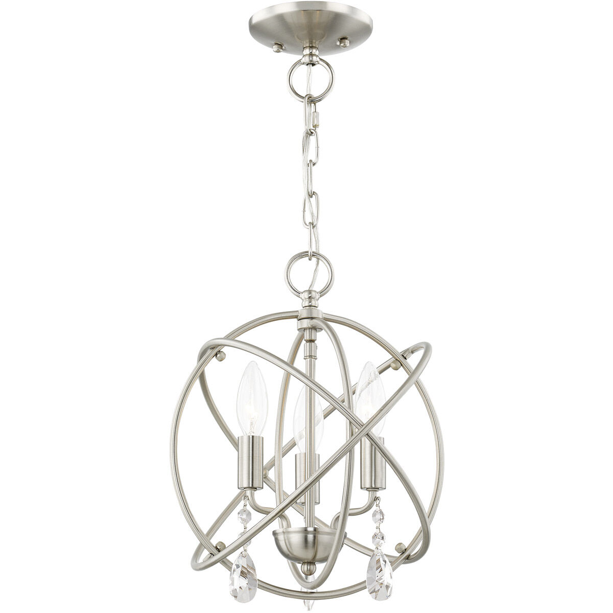 Aria 3 Light 12 inch Brushed Nickel Convertible Mini Chandelier/Ceiling Mount Ceiling Light